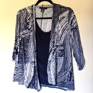 Liz McCoy Black and White Shell With Attached Cardigan Size XL